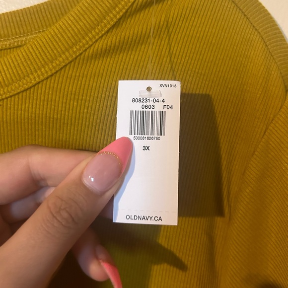 🛍️2/$15🛍️BNWT Old Navy Mustard Yellow Rib Knit Crop Top Plus Size Shirt - Picture 3 of 3
